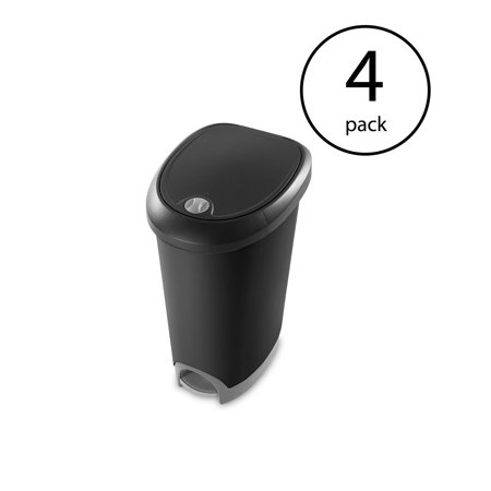 UPC 842372167383 product image for Sterilite 12.6 Gallon Locking StepOn Kitchen Garbage Wastebasket, Black (4 Pack) | upcitemdb.com