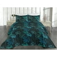 thumbnail image 2 of Ambesonne Modern Floral Quilted Bedspread Set 3 Pcs, Dark Colors Sakura, Queen, Seafoam Teal Dark Teal, 2 of 4