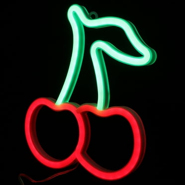 LED Neon Sign Cherry Neon Sign Lamp Battery Operated Neon Light Home Party Ornament