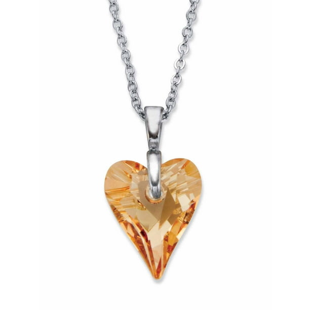 Palmbeach Jewelry Champagne Heart Shaped Crystal Pendant Necklace In Silvertone 16 18 Walmart Com Walmart Com
