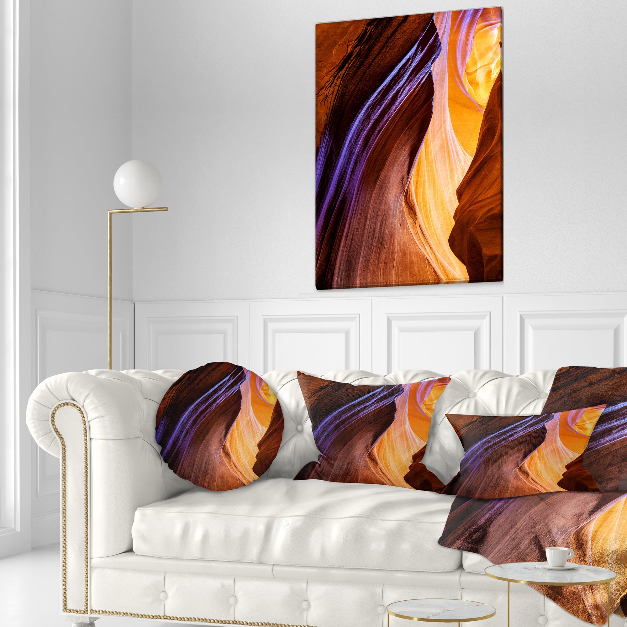 Designart Blue Wall of Antelope Canyon - Landscape Photography Throw Pillow - 12x20