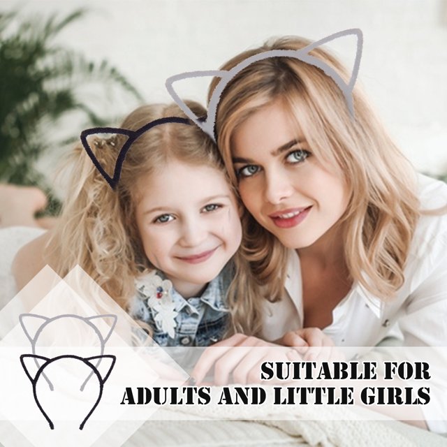 Diadema con orejas de gato Minnieouse 2 piezas Negro + Gris