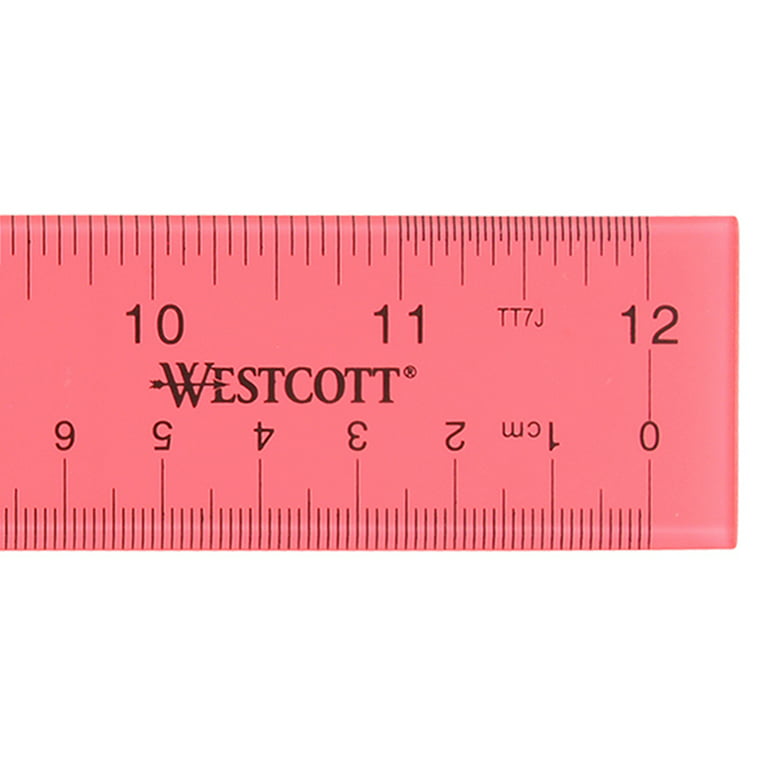 Westcott Acrylic Ruler, 12, Transparent, Imperial, 2.2 lb., Pink, 1-Count  
