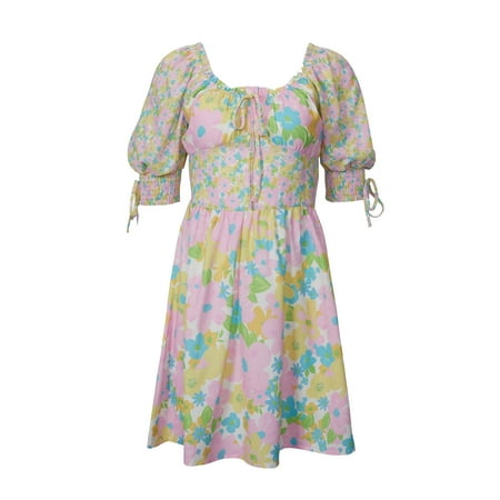 L Michele Floral-Print Corset-Effect Satin Mini Dress