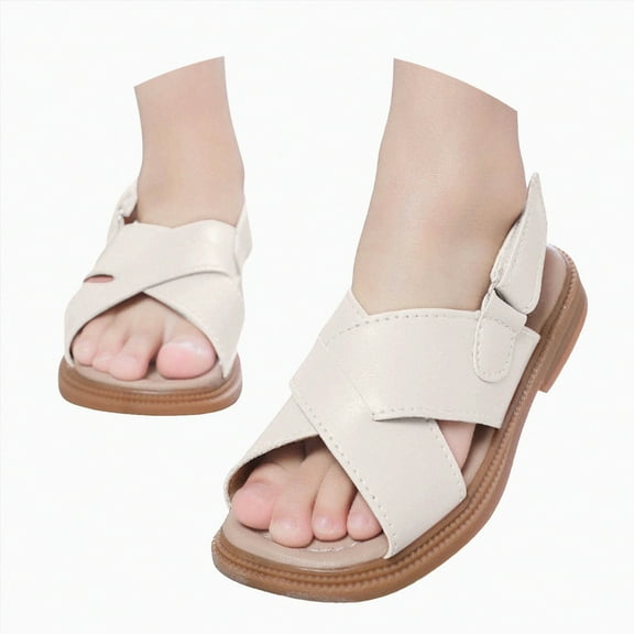 Godom Sandals for Girls Casual Adjustable Double Buckle Flat Sandal Slide for Toddler Little Big Kid