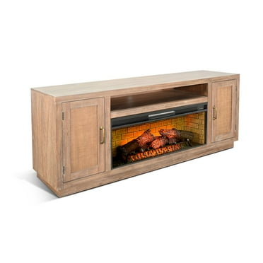 Sunny Designs 78" Cane Media Console with Electric Fireplace