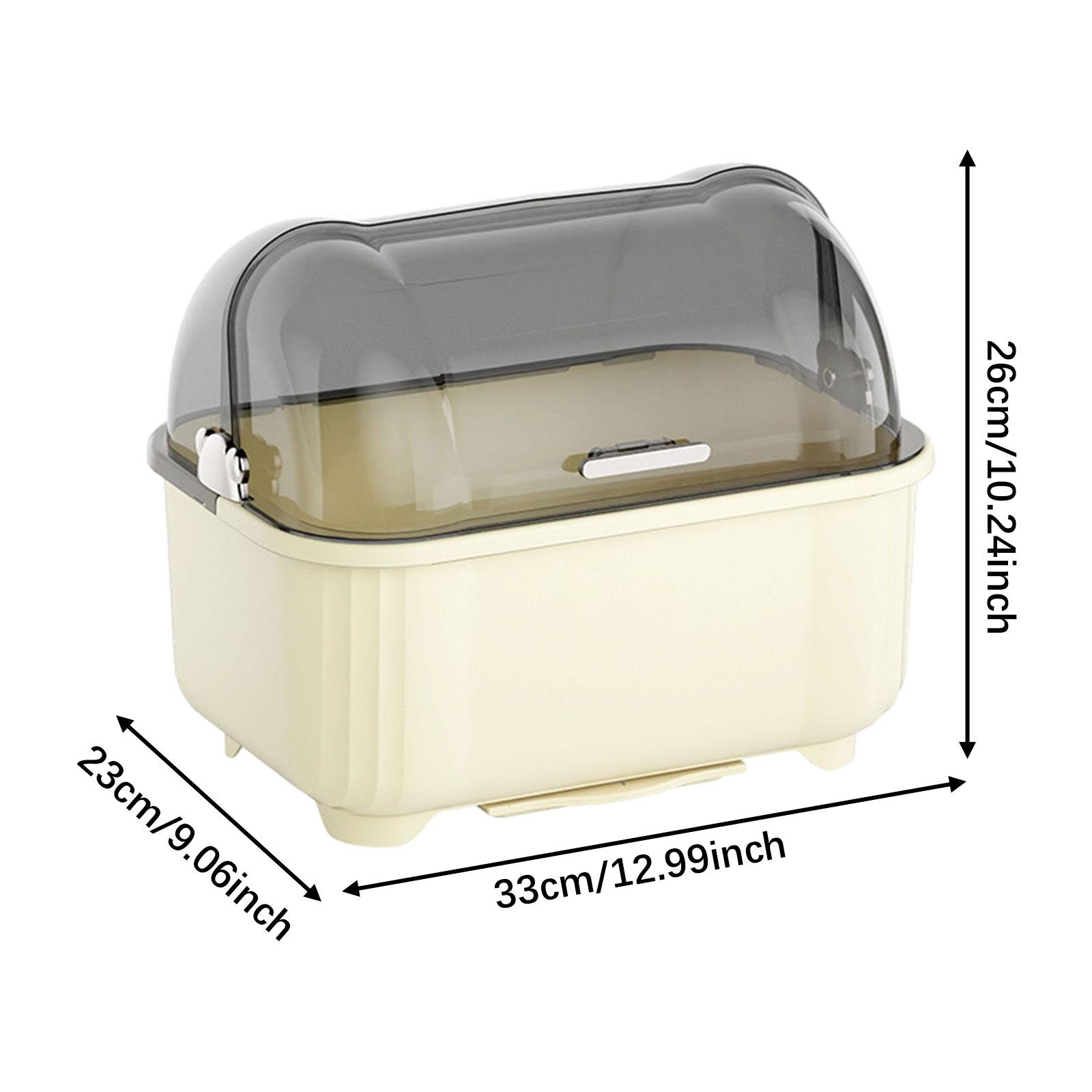 Fiocias Dish Drainer, Dish Drying Rack, Drip Tray, Space-saving, Dustproof, Dish Drainer Milky White