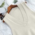 thumbnail image 5 of Wyongtao Womens V Neck Sweater Vest Ribbed Knit Solid Color Sleeveless Blouse Irregular Hem Casual Fall Tank Tops (Free Size, White), 5 of 5