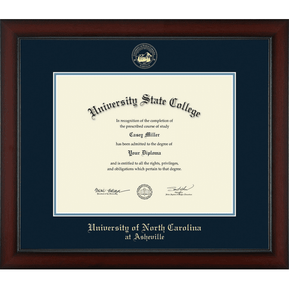 University of North Carolina Asheville Diploma Frame, Document Size 14" x 11"