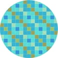 thumbnail image 1 of Ahgly Company Indoor Round Patterned Bright Turquoise Blue Area Rugs, 3' Round, 1 of 6