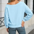 thumbnail image 6 of Off Shoulder Fleece Lined Sweatshirts For Women Long Sleeve Crew Neck Cropped Pullover Tops Fall Y2K Shirts, 6 of 8