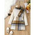 thumbnail image 2 of Blotona Kid Baby Girl Autumn Clothes Set Vintage Plaid Print Long Sleeve Button Hood Coat + Elastic Waist A-Line Mini Skirt Children Outfit, 2 of 9