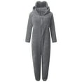 thumbnail image 3 of enyan Onesie Kids Fleece Jumpsuits Fuzzy Bear Hooded Kids Zip up One Piece Soft Fluffy Warm Rompers Cute Winter Preppy Clothes (Dark Gray,8-9 Years), 3 of 3