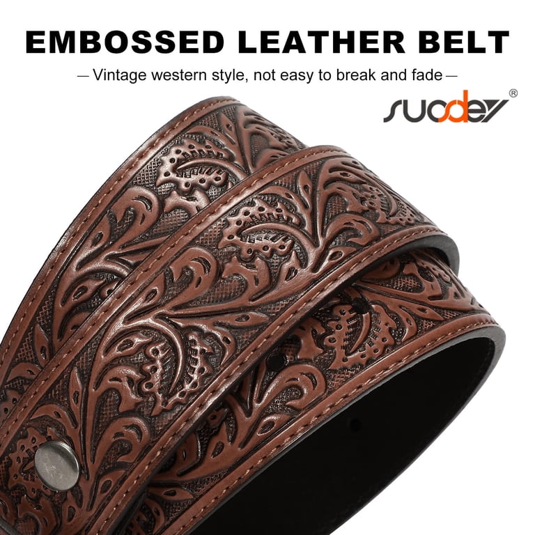 SUOSDEY Men Western Leather Belts for Women,Cowboy Cowgirl  display picture 1