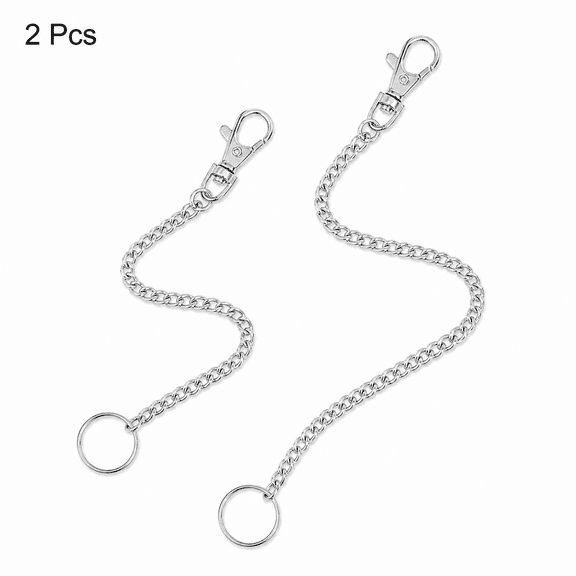2pcs Chain Belt Set, Wallet Chain, Pants Chain, Pocket Chain with Keyring for Pants Belt Jeans Wallets and keys
