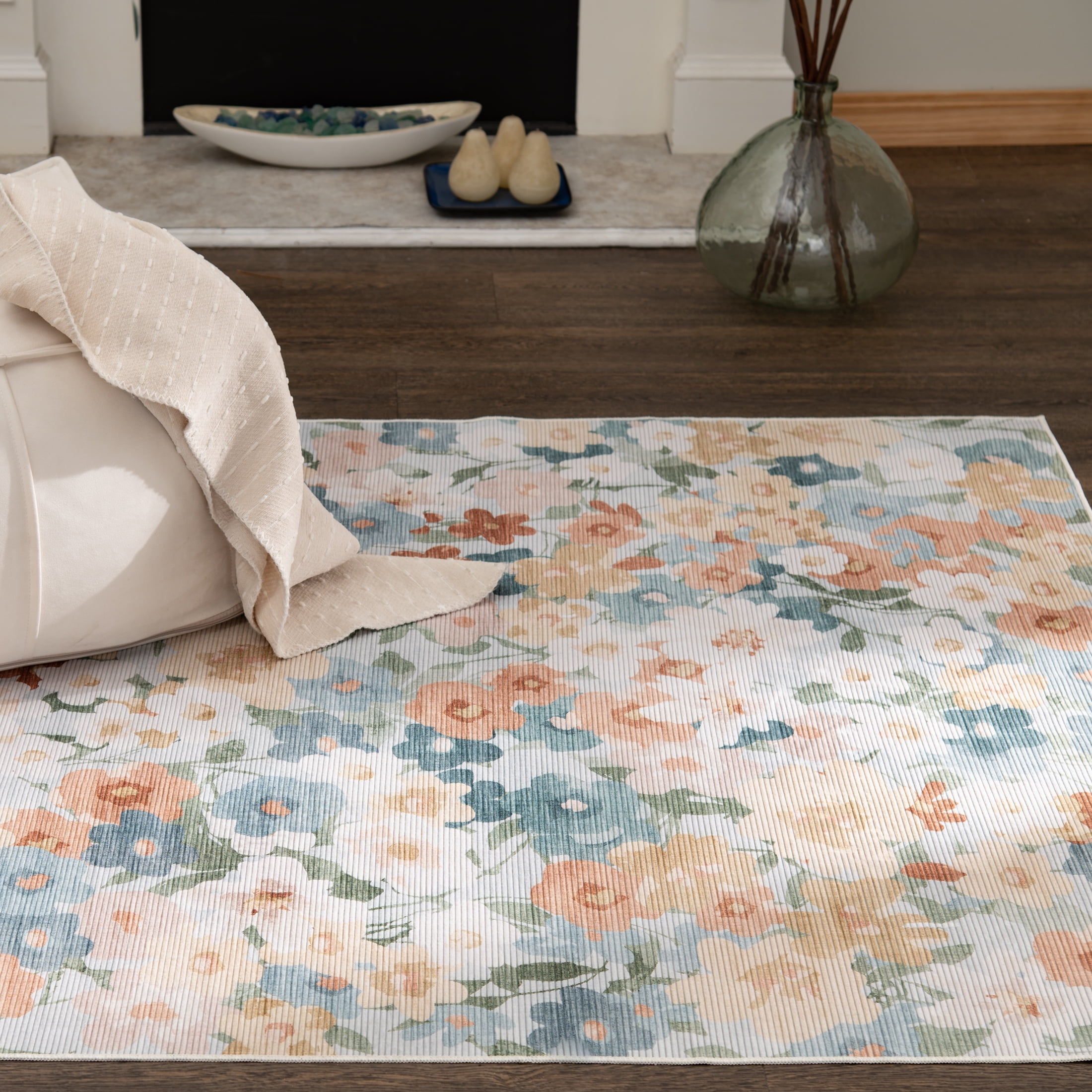 Mainstays 5'x7' Washable Floral Cluster Indoor Area Rug