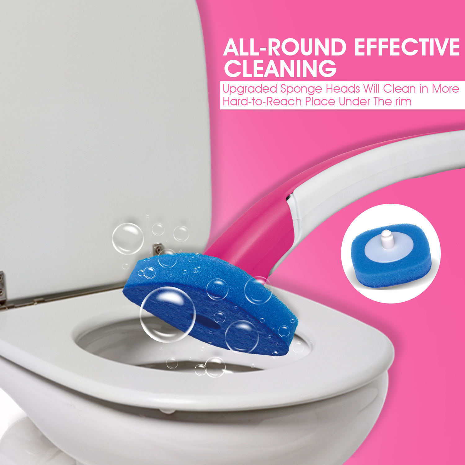 WBM Toilet Bowl Cleaner, Toilet Bowl Cleaning System with 8 Foam Replacement Heads, Pack of 4