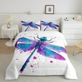 thumbnail image 2 of jejeloiu Watercolor Dragonfly Bedding Comforter Set,Colorful Splashing Ink Twin Comforter Sets,Blue Purple White Bedding Set For Girls Kids,Breathable Home Decor,2-Piece, 2 of 8