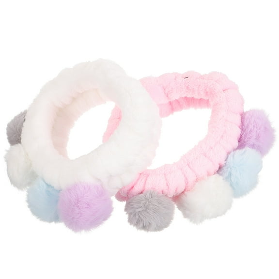 Milisten 2Pcs Spa Headband for Women Plush Material Pink Face Washing