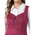 thumbnail image 5 of DARING DIVA Women's Faux Suede Vest Lace Up Party Sleeveless Jacket M Wine Red, 5 of 6
