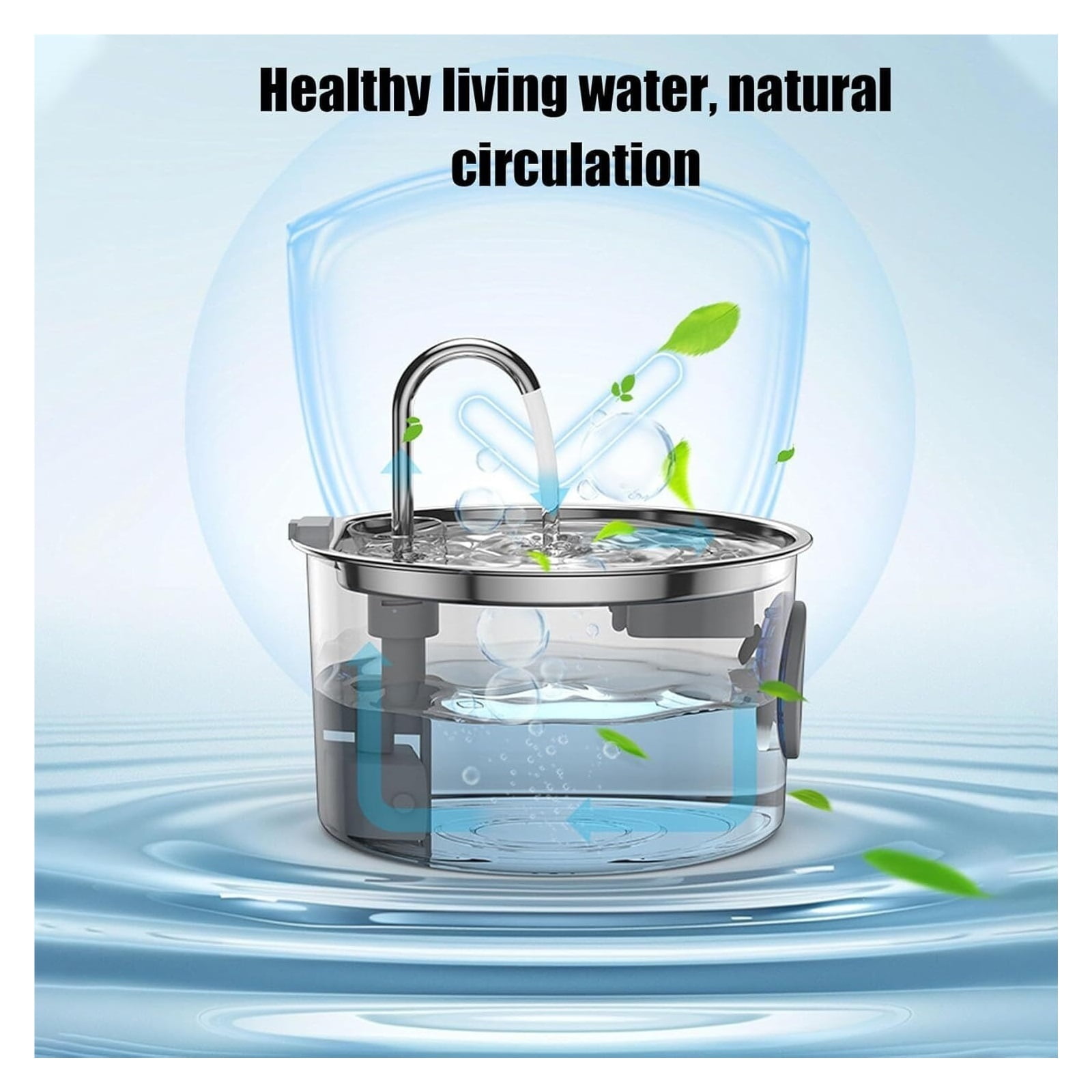 Dog Water Fountain, Stainless Steel Powdered Water Fountain,Large Capacity, Circulation Filtration
