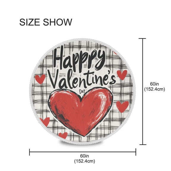 BZSMCE Round Tablecloth Valentines Day Themed Pattern Tableclothes