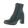 thumbnail image 1 of Naturalizer Womens Callie Combat Leather Ankle Boots Navy 10 Wide (C,D,W), 1 of 3