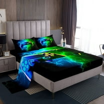 Erosebridal Abstract Gamepads Sheet Set Twin,Neon Gradient Bedding Sets Twin Size,Hexagon Honeycomb Twin Sheet Sets,Lightweight Lightning Bedroom Decoration,3pcs