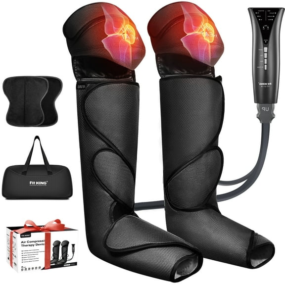 FIT KING Leg and Foot Massager for Circulation with Knee Heat, Handheld Controller with Multiple Massage, for Relaxation Muscles FSA/HSA Eligible
