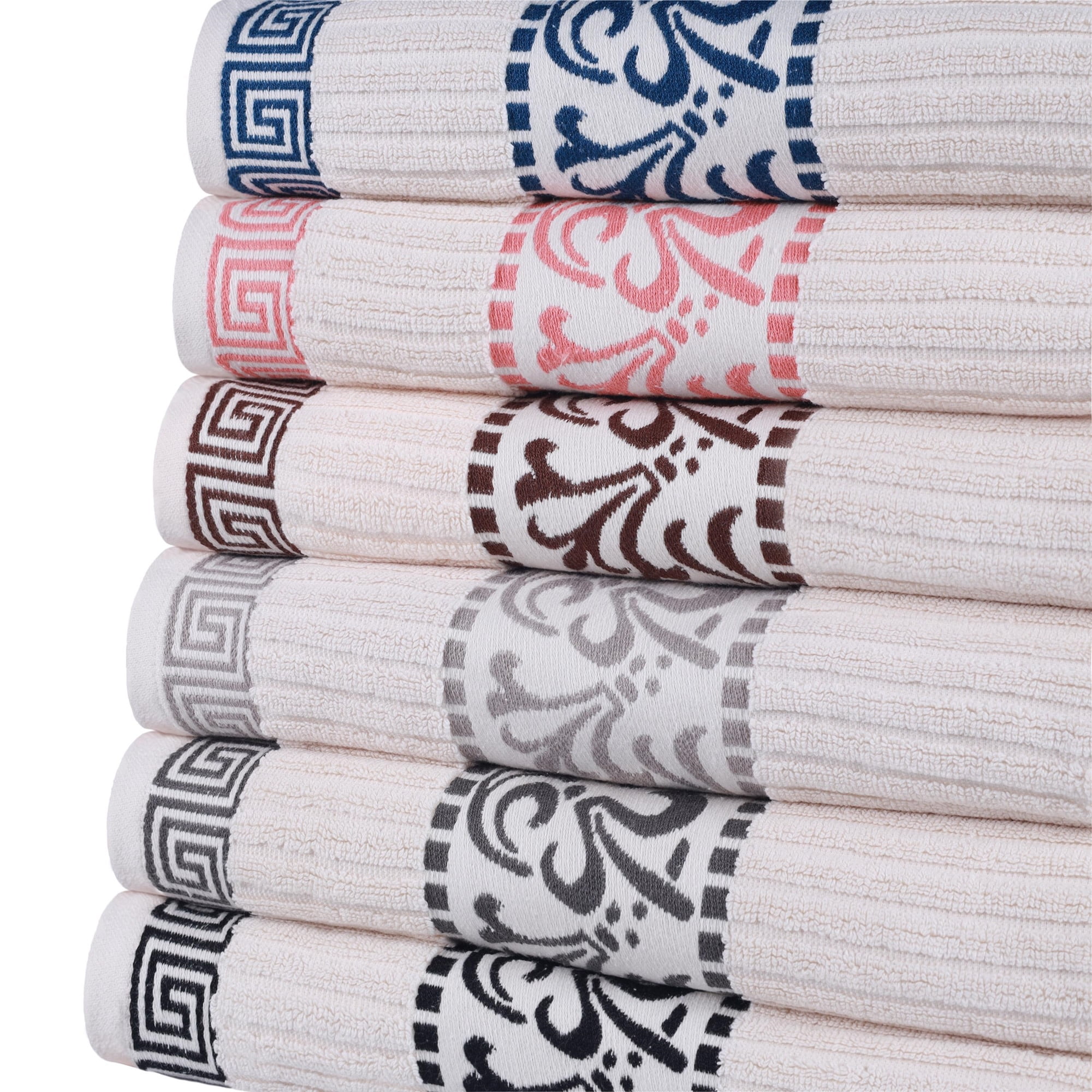 White towels with navy trim sales