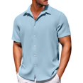 thumbnail image 2 of Men's Solid Color Button Short Sleeve Shirts Men's Casual Fashion Short Sleeve Shirts L, 2 of 3
