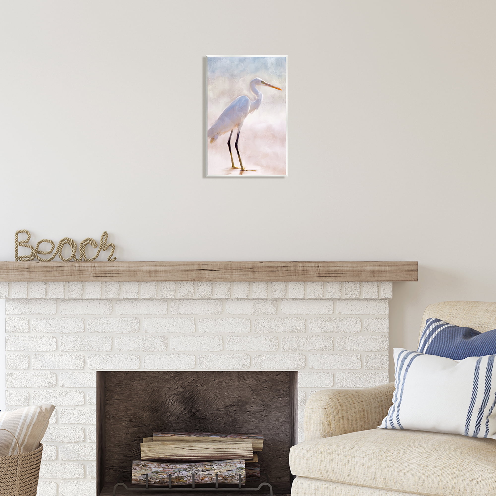 Stupell Industries Egret Wildlife Portrait Animals & Insects Painting Unframed Art Print Wall Art, 10 x 15