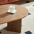 thumbnail image 3 of Kevinplus 39.37” Modern Small Oval Coffee Table for Living Room with Sturdy Pedestal for Apartment, Bedroom, Walnut, 3 of 11