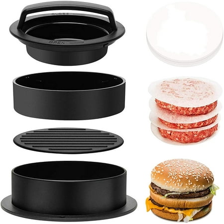 Showvigor 3-in-1 Burger Press Patty Maker - Non-Stick, For Stuffed & Regular Burgers, Includes 50 Wax Papers