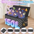 thumbnail image 5 of Extra Large Toy Box, Collapsible Sturdy Kids Toy Chest Storage Box with 3 Side bags and Removable Lids, 41"X14"X16"，large toy box for Nursery Room, Playroom,Closet,,School,Black White, 5 of 6
