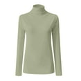 thumbnail image 5 of Lumtrix Women's Mock Turtle Neck Long Sleeve T Shirts Basic Lightweight Stretch Slim Fitted Tops Fall & Winter for Underwear Soft Casual Tops Light Green L, 5 of 5