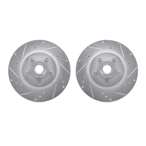 Dynamic Friction Company Front Brake Rotors-Drilled and Slotted-Silver 7002-54023