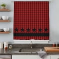 thumbnail image 5 of Red Black Plaid Sheer Curtains 63 Inches Long, Country Vintage Star Abstract Gingham Light Filering Curtains, Breathable Simi Curtain Privacy Drapes for Living Room Bedroom Window Treatment, 5 of 9