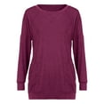 thumbnail image 4 of Diufon Fall Tops for Women Round Neck Long Sleeve Blouses Casual Solid Color Tunics with Pockets, 4 of 5