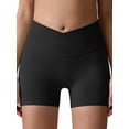 thumbnail image 7 of Nimiah Workout Shorts for Women Cross Waist Active Gym Spandex High Waisted Athletic Shorts, Black, 7 of 7