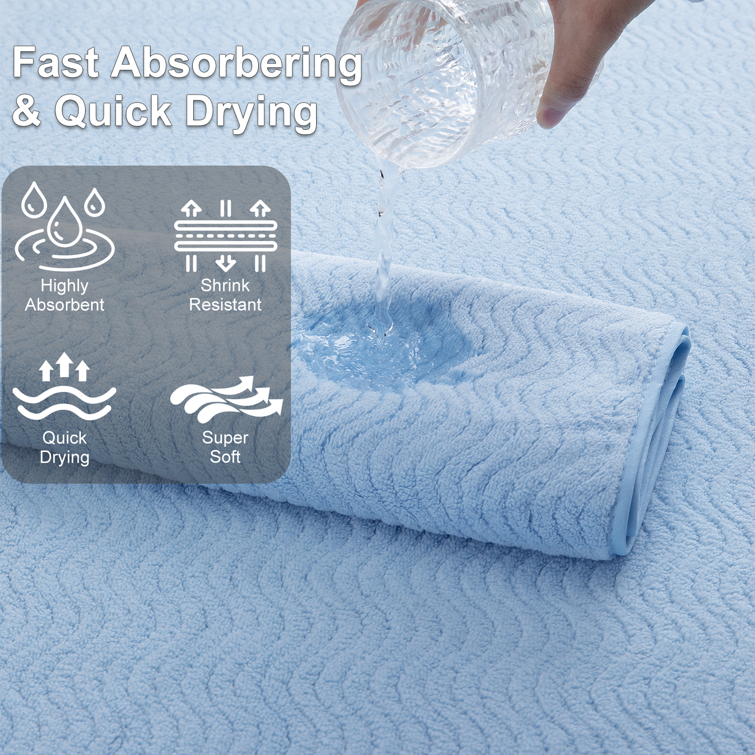 Covina Home 8 Pcs Bath Towel Set Light Blue Microfiber Bathroom Towel Set Ultra Soft Plush Oversized Towels Adult Luxury Bath Sheet