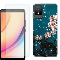 For TCL K11 Phone Case Cover, Shockproof Case with Tempered Glass Screen Protector, by OneToughShield - Night Blossom