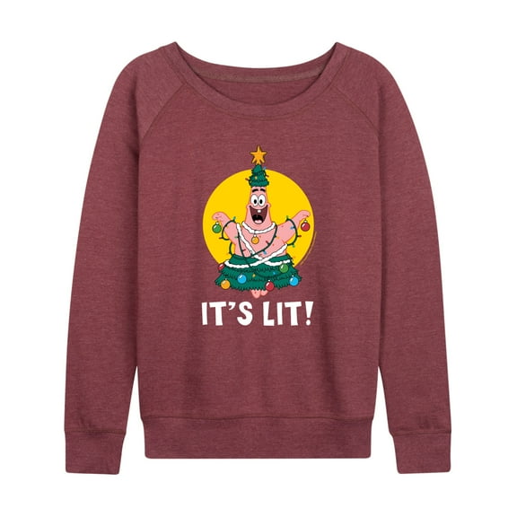 SpongeBob SquarePants - Patrick It's Lit - Women's Lightweight French Terry Long Sleeve Shirt