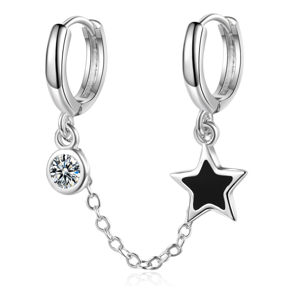 Stainless Steel Ear Piercing Retro Fashion Five-Pointed Star Stud Earrings ONE