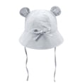 thumbnail image 2 of BRGZLK Baby Boys Girls Cotton Sun Hat Summer 2026 Solid Color Cute Ears Breathable Bucket Hat UV Protection Tie-Back Beach Cap Gray 1-2T, 2 of 6