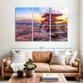 thumbnail image 2 of Elephant Stock Sakura In Fujiyoshida Wall Art - Horizontal Multi Panel Canvas - Living Room Wall Decor - Architecture Multi Panel - Red And Pink Decor - 65" x 42", 2 of 8