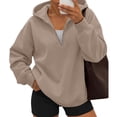 thumbnail image 2 of Womens Zip Up Hoodies Half Zip Pullover Fall Winter Oversized Workout Sweatshirts Y2k Zipper Jackets With Pockets,XL, 2 of 8