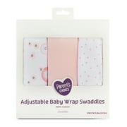 Parent's Choice 100% Cotton 3-Pack Adjustable Baby Wrap Swaddles for Girls, Rainbow Print, 22" x 27"