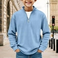 thumbnail image 2 of NAISIBABY Boys Sweatshirt with Zipper Collar, Long Sleeve Pullover Loose Fit Kids Casual Trendy Tops Light Blue 6T, 2 of 5