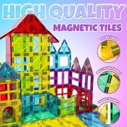 100 Pcs Magnetic Tiles with 2 Cars, Building Blocks STEM Toys 3D Building Sets Gifts for Boys and Girls